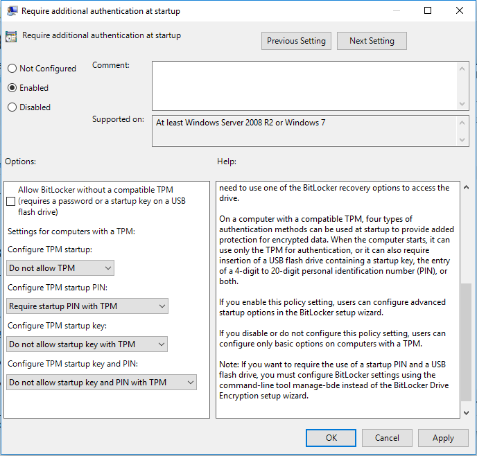 what is a bitlocker pin